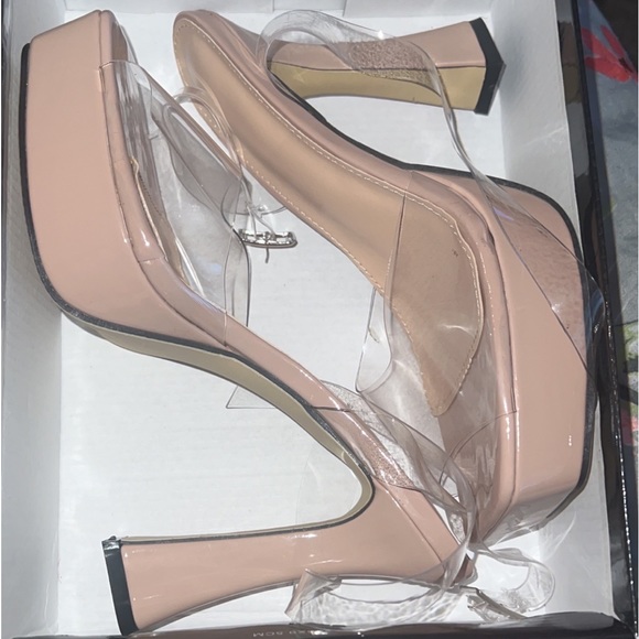 Fashionable Ankle Strap Sandals, Clear Strap Platform Pyramid Heeled Sandals - Picture 7 of 7